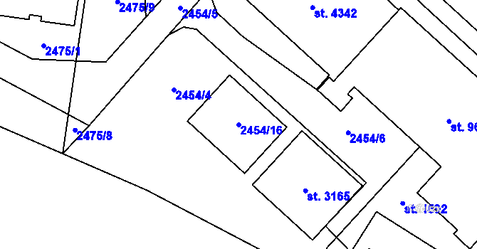 Parcela st. 2454/16 v KÚ Frenštát pod Radhoštěm, Katastrální mapa