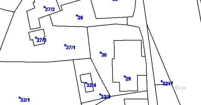 Parcela st. 30 v KÚ Fryčovice, Katastrální mapa