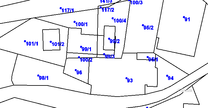 Parcela st. 99/3 v KÚ Fryčovice, Katastrální mapa