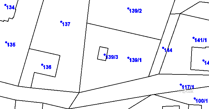 Parcela st. 139/3 v KÚ Fryčovice, Katastrální mapa