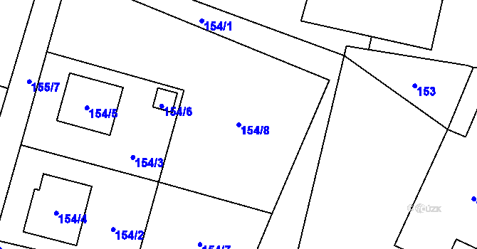 Parcela st. 154/8 v KÚ Fryčovice, Katastrální mapa