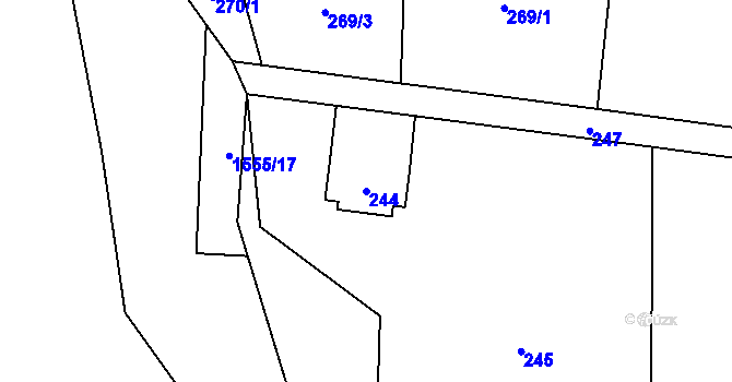 Parcela st. 244 v KÚ Fryčovice, Katastrální mapa