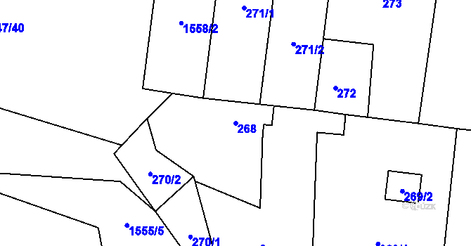 Parcela st. 268 v KÚ Fryčovice, Katastrální mapa