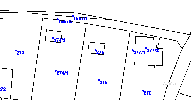Parcela st. 275 v KÚ Fryčovice, Katastrální mapa