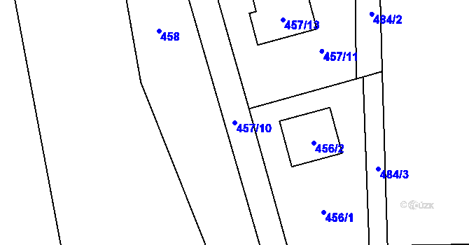 Parcela st. 457/10 v KÚ Fryčovice, Katastrální mapa