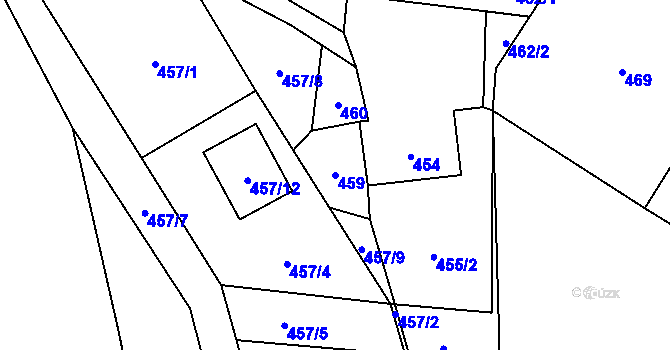 Parcela st. 459 v KÚ Fryčovice, Katastrální mapa