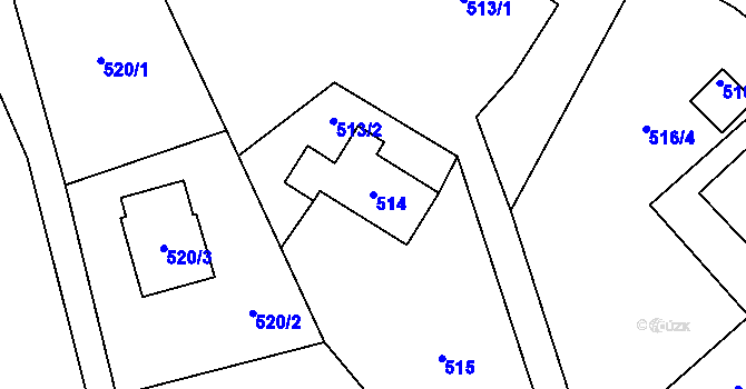 Parcela st. 514 v KÚ Fryčovice, Katastrální mapa