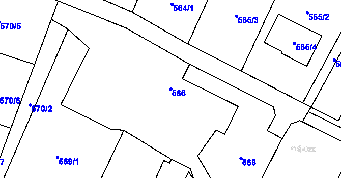 Parcela st. 566 v KÚ Fryčovice, Katastrální mapa