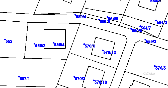 Parcela st. 570/1 v KÚ Fryčovice, Katastrální mapa