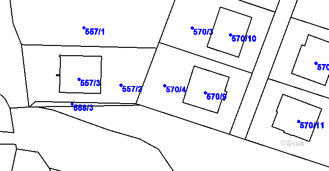 Parcela st. 570/4 v KÚ Fryčovice, Katastrální mapa