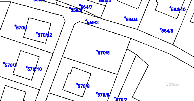 Parcela st. 570/5 v KÚ Fryčovice, Katastrální mapa
