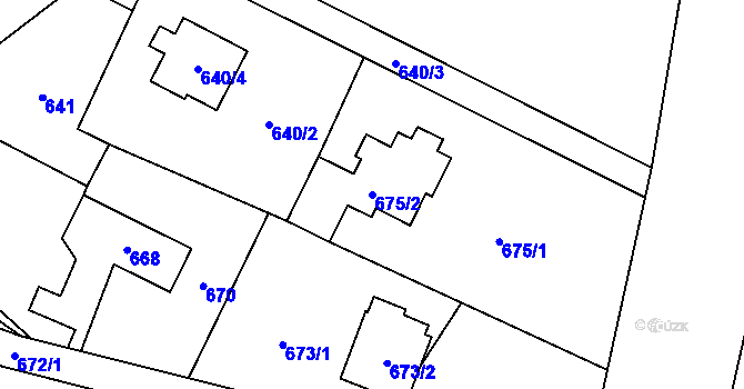 Parcela st. 675/2 v KÚ Fryčovice, Katastrální mapa