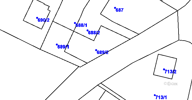 Parcela st. 689/2 v KÚ Fryčovice, Katastrální mapa