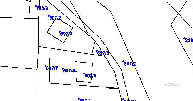 Parcela st. 697/5 v KÚ Fryčovice, Katastrální mapa