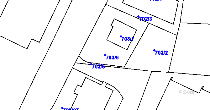 Parcela st. 703/6 v KÚ Fryčovice, Katastrální mapa