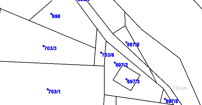 Parcela st. 703/8 v KÚ Fryčovice, Katastrální mapa