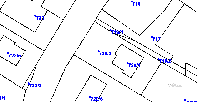 Parcela st. 720/2 v KÚ Fryčovice, Katastrální mapa