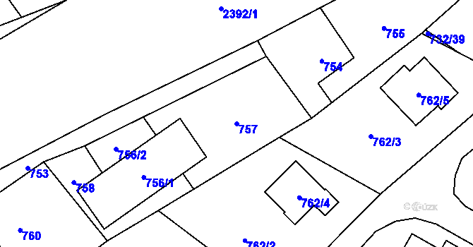 Parcela st. 757 v KÚ Fryčovice, Katastrální mapa