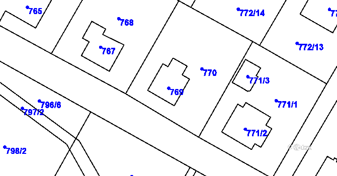Parcela st. 769 v KÚ Fryčovice, Katastrální mapa