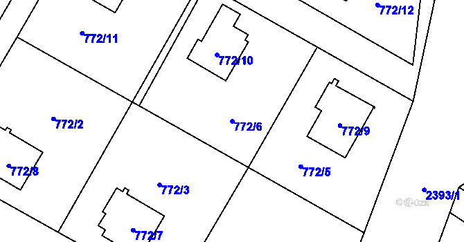 Parcela st. 772/6 v KÚ Fryčovice, Katastrální mapa