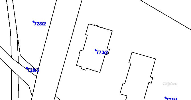 Parcela st. 773/2 v KÚ Fryčovice, Katastrální mapa