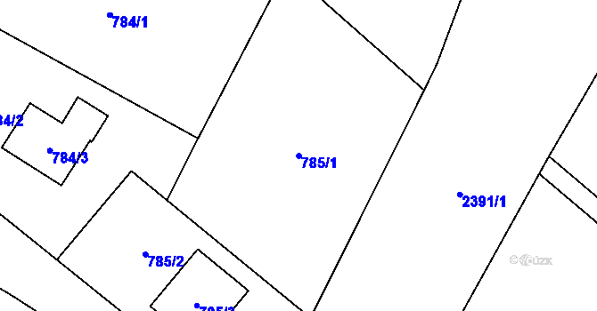 Parcela st. 785/1 v KÚ Fryčovice, Katastrální mapa