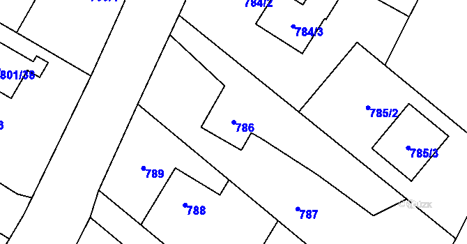 Parcela st. 786 v KÚ Fryčovice, Katastrální mapa