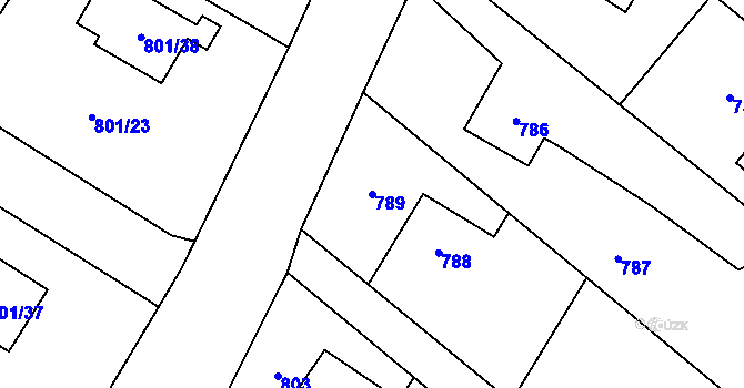 Parcela st. 789 v KÚ Fryčovice, Katastrální mapa
