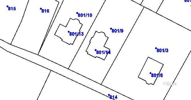 Parcela st. 801/14 v KÚ Fryčovice, Katastrální mapa