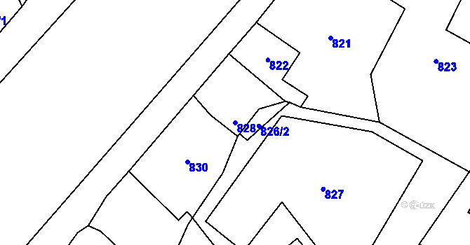 Parcela st. 828 v KÚ Fryčovice, Katastrální mapa