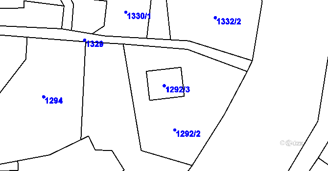 Parcela st. 1292/3 v KÚ Fryčovice, Katastrální mapa