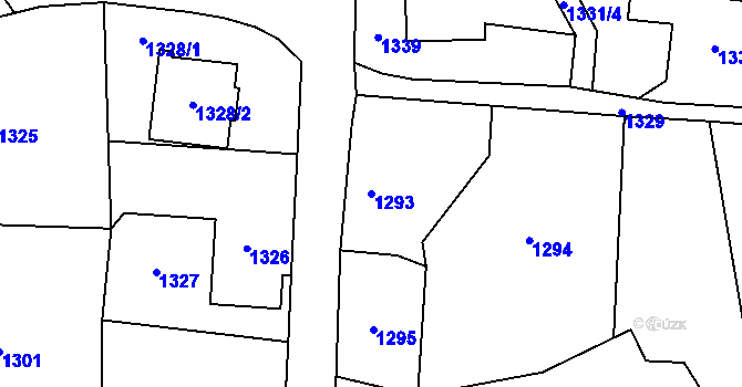 Parcela st. 1293 v KÚ Fryčovice, Katastrální mapa