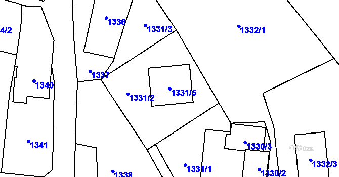 Parcela st. 1331/5 v KÚ Fryčovice, Katastrální mapa