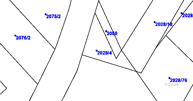 Parcela st. 2028/4 v KÚ Fryčovice, Katastrální mapa