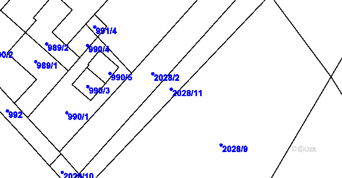 Parcela st. 2028/11 v KÚ Fryčovice, Katastrální mapa