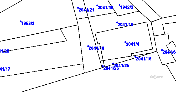 Parcela st. 2041/18 v KÚ Fryčovice, Katastrální mapa