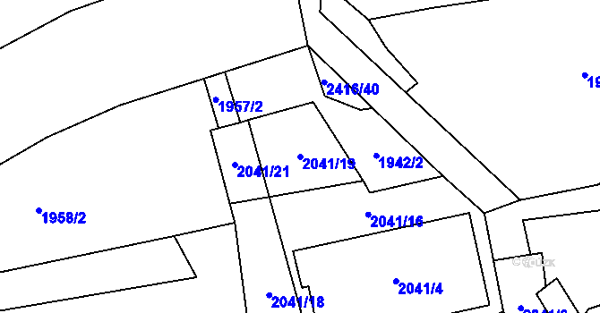 Parcela st. 2041/19 v KÚ Fryčovice, Katastrální mapa