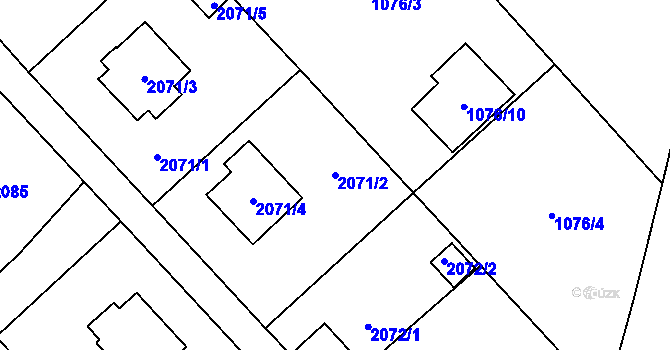 Parcela st. 2071/2 v KÚ Fryčovice, Katastrální mapa
