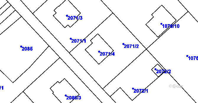 Parcela st. 2071/4 v KÚ Fryčovice, Katastrální mapa