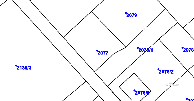 Parcela st. 2077 v KÚ Fryčovice, Katastrální mapa