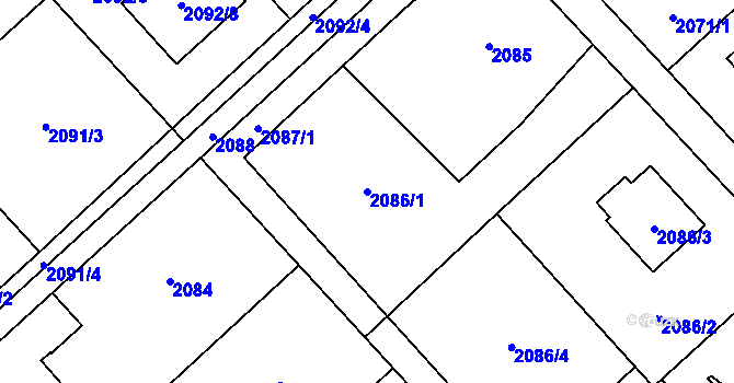 Parcela st. 2086/1 v KÚ Fryčovice, Katastrální mapa