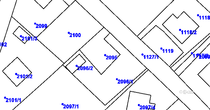Parcela st. 2095 v KÚ Fryčovice, Katastrální mapa