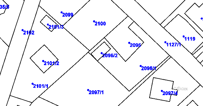Parcela st. 2096/2 v KÚ Fryčovice, Katastrální mapa