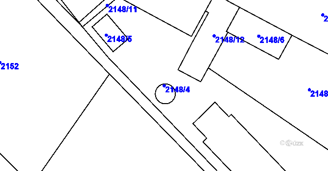 Parcela st. 2148/4 v KÚ Fryčovice, Katastrální mapa