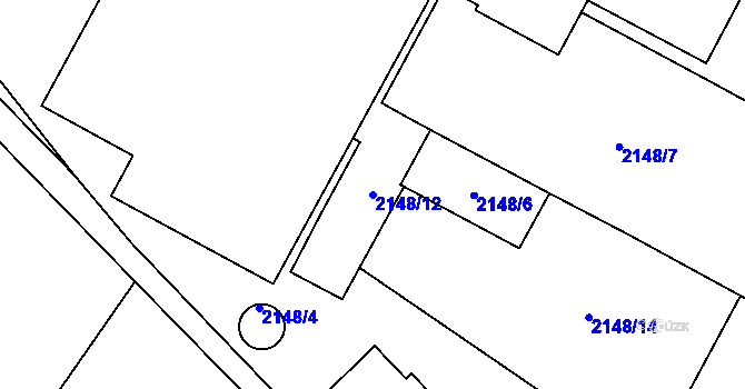 Parcela st. 2148/12 v KÚ Fryčovice, Katastrální mapa
