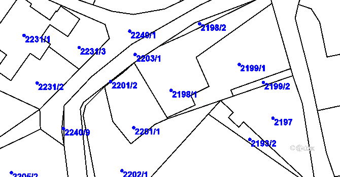 Parcela st. 2198 v KÚ Fryčovice, Katastrální mapa