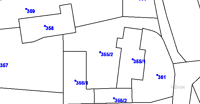 Parcela st. 355/2 v KÚ Fryčovice, Katastrální mapa