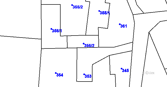 Parcela st. 356/2 v KÚ Fryčovice, Katastrální mapa