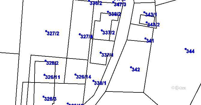 Parcela st. 337/1 v KÚ Fryčovice, Katastrální mapa
