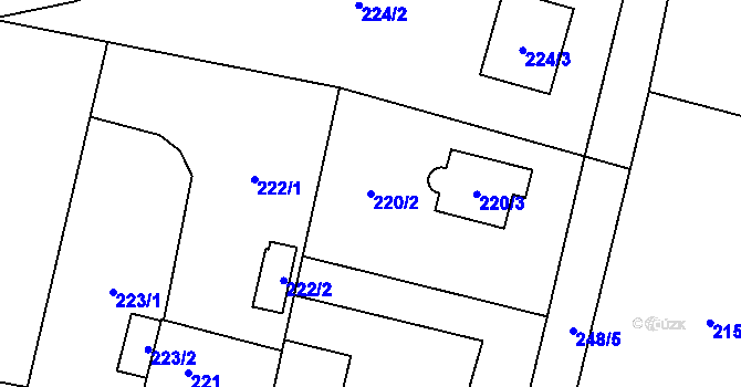 Parcela st. 220/2 v KÚ Fryčovice, Katastrální mapa